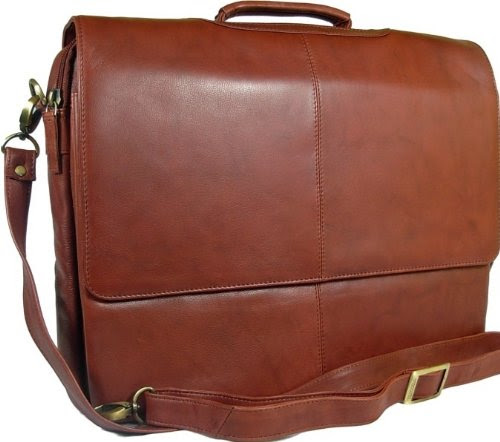 Best Reviews New Visconti unisex chestnut brown soft leather flap over briefcase messenger bag style 658