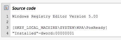 Windows XP Registry corte