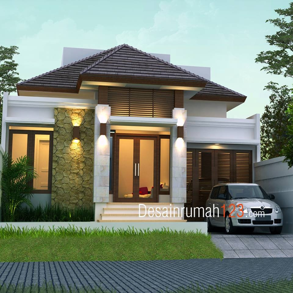 Desain Rumah 1 Lantai Bergaya Tropis di Lahan 10 x 20 M2 Desain Rumah 1 Lantai Bergaya Tropis di Lahan 10 x 20 M2