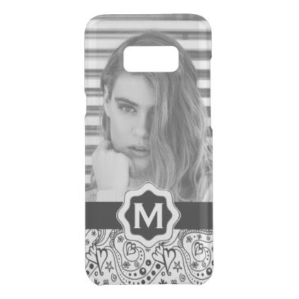Personalized Monogram Hearts Doodle with Photo Uncommon Samsung Galaxy S8+ Case
