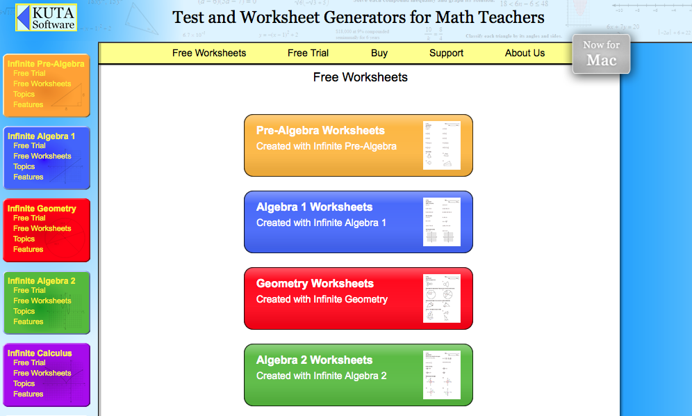 KUTA worksheet/test generator - Mathshare