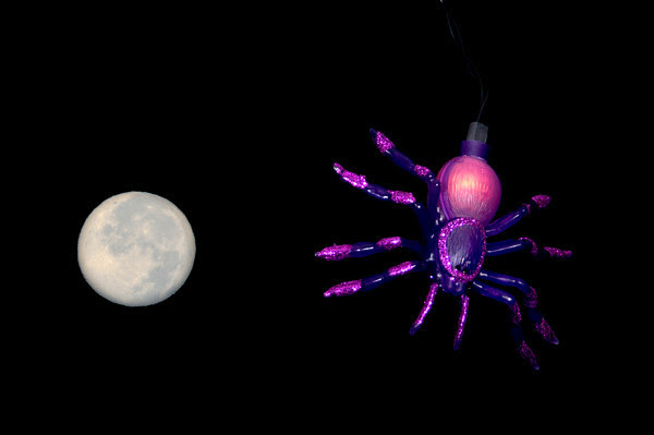 two exposures - one for the moon and one for the spider light
