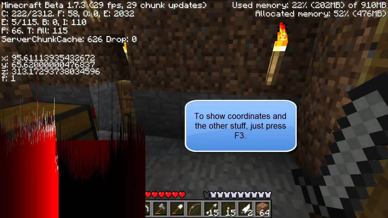  Minecraft How To - Show Coordinates and View Yourself From 