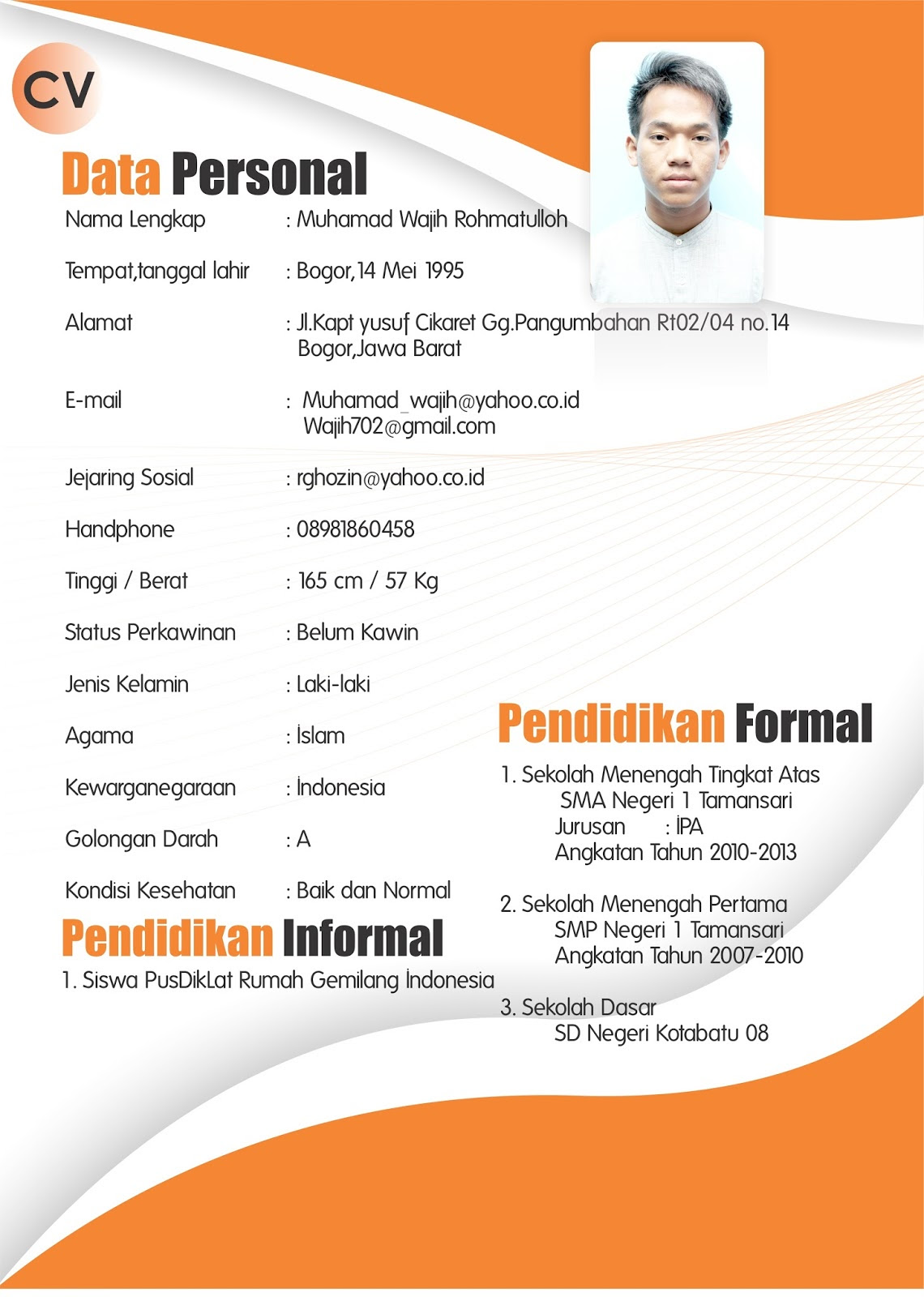 Kumpulan Contoh Curriculum Vitae CV Surat Riwayat Hidup 