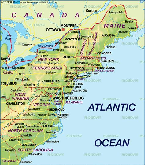 tourist map  usa east coast