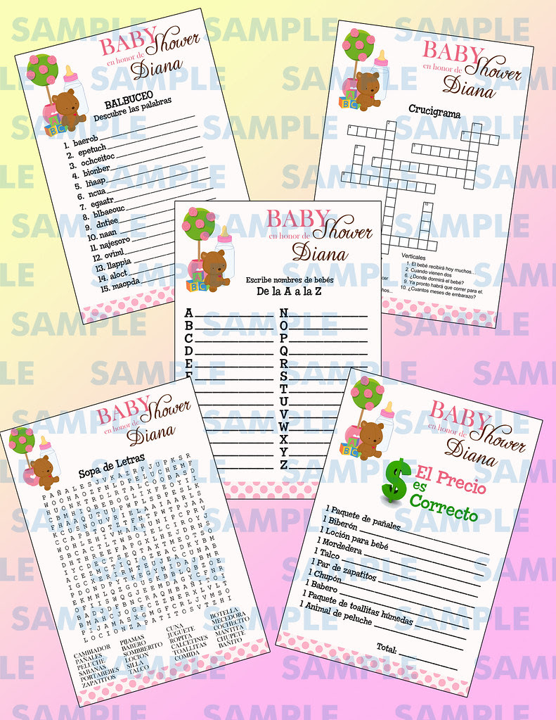 Juegos Para Baby Shower-baby Shower-balbuceo-crucigrama ...