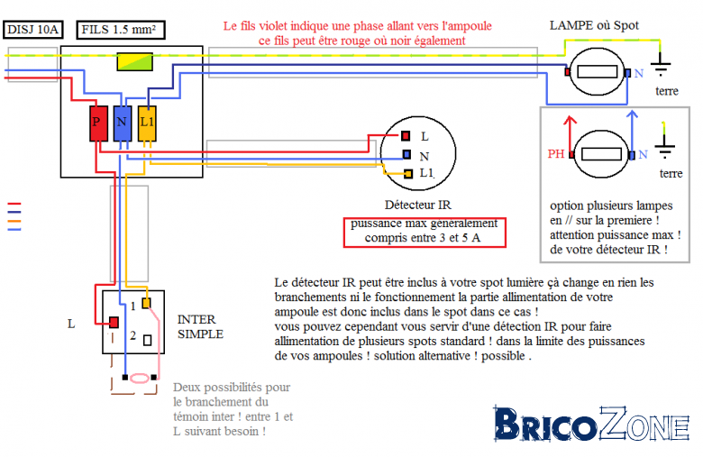 Schema electrique d'un projecteur avec detecteur de ...