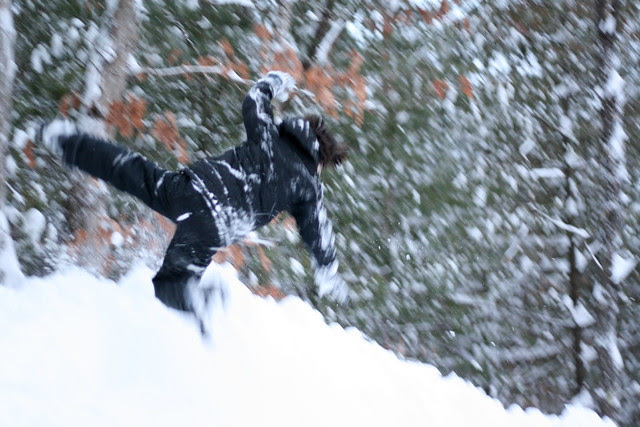 Adam flies through the snow