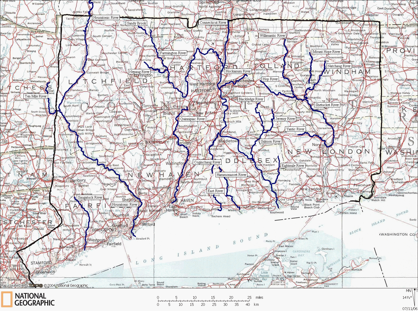 Connecticut Rivers and Coastal Paddling Map  Bargytown Connecticut \u2022 mappery