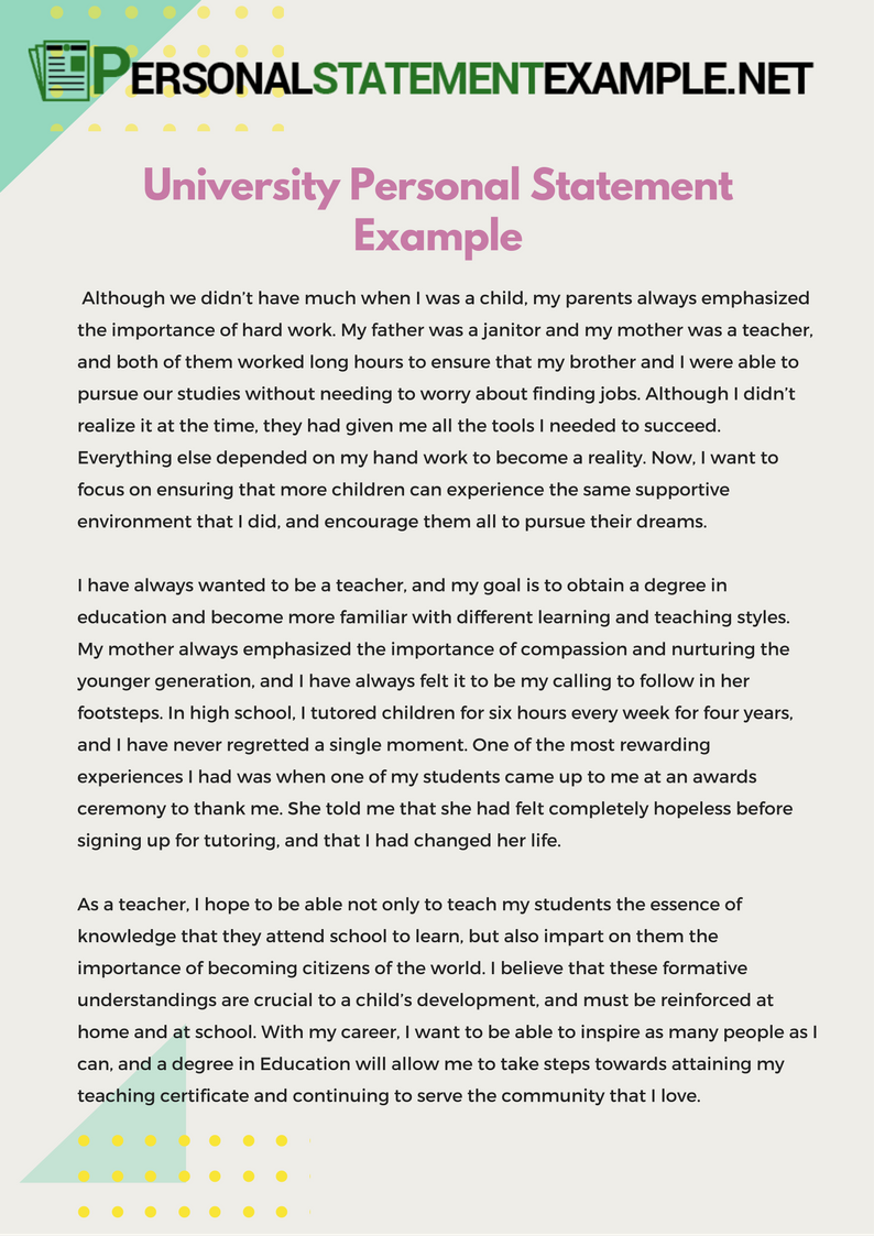 uni application personal statement examples