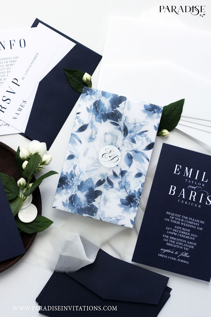 Navy Blue Wedding Invitations
