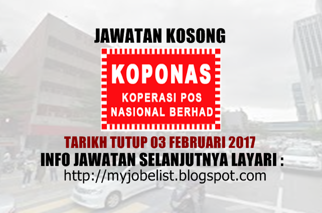 Jawatan Kosong Koperasi Pos Nasional Berhad Februari 2017