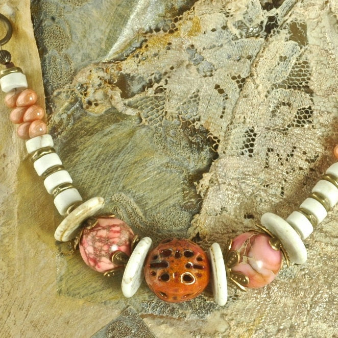 Pink Grapefruit Chunky Choker Necklace