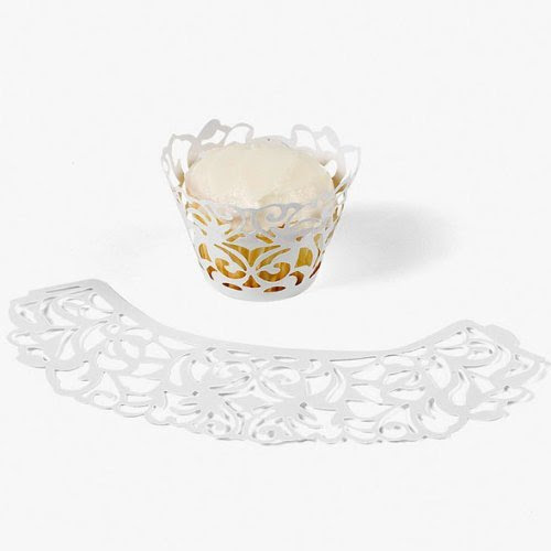 Laser Cut Cupcake Collars - White (24 Pc)