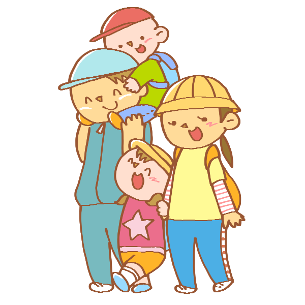 家族でハイキングのイラスト かわいいフリー素材が無料のイラストレイン
