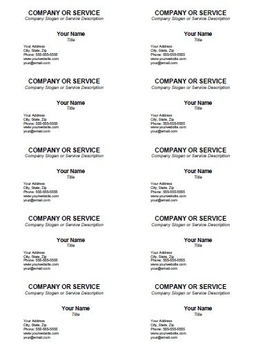 Blank Business Card Template Free Printable