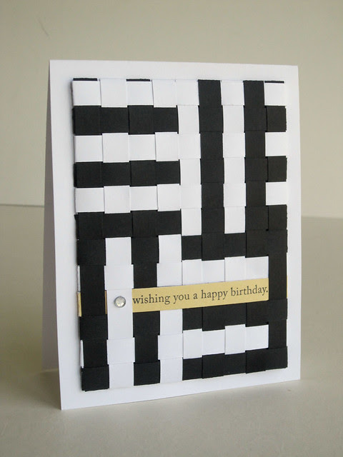 Woven Paper Black and White Birthday Card