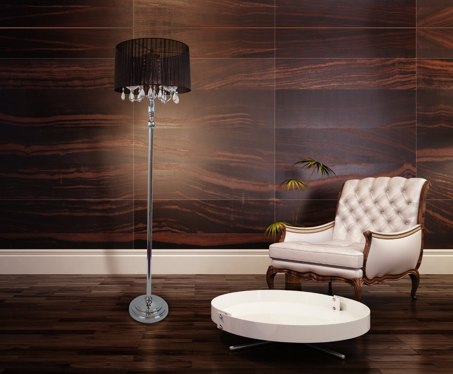 Crystal Floor Lamps with Black Shade