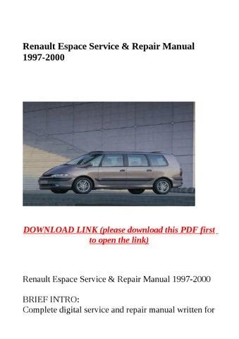 Download Renault Espace Service Repair Manual 1997 2000