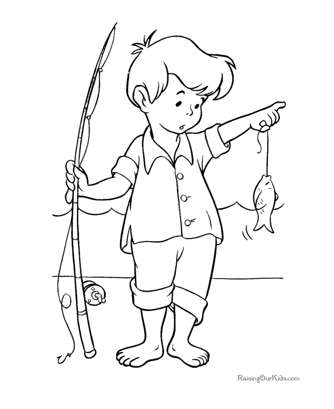 Boy Fishing Coloring Page - Coloring Home