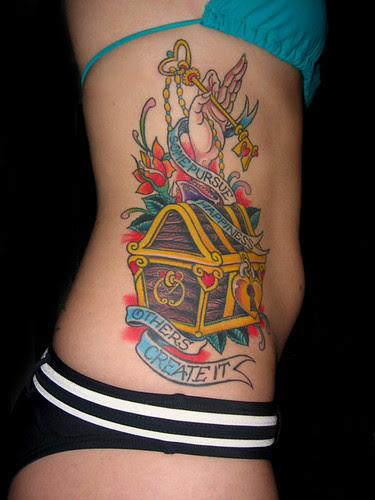 Treasure Chest Side Tattoo,tattoos,tattoo designs