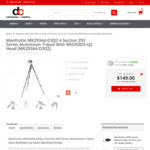 Manfrotto 4 Section 293 Series Tripod with MH293D3-Q2 Head $149 with Free Shipping @ Dirt Cheap Cameras