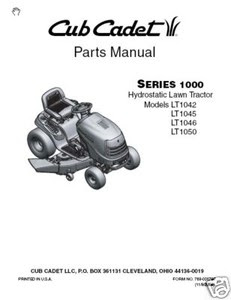 Cub Cadet Parts Manual for LT1042-LT1045-LT1046-LT1050 | eBay