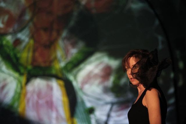 Brigitte Ravenel interprète le personnage d’Aloïse. Le spectacle fait aussi la part belle aux projections vidéo des œuvres de la créatrice d’Art brut. ?
