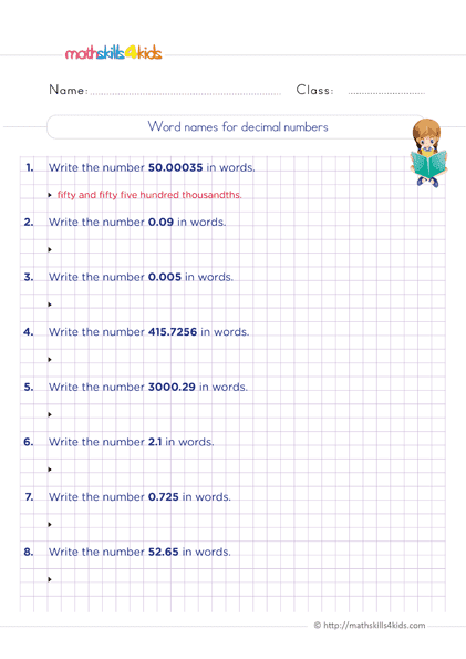 decimal practice worksheets for 6th grade math skills