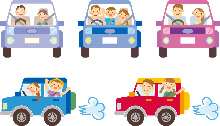 フリーイラスト 5種類の車でドライブするカップルと家族のセットでアハ体験 Gahag 著作権フリー写真 イラスト素材集