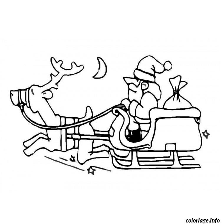 pere noel avec rennes coloriage 1318