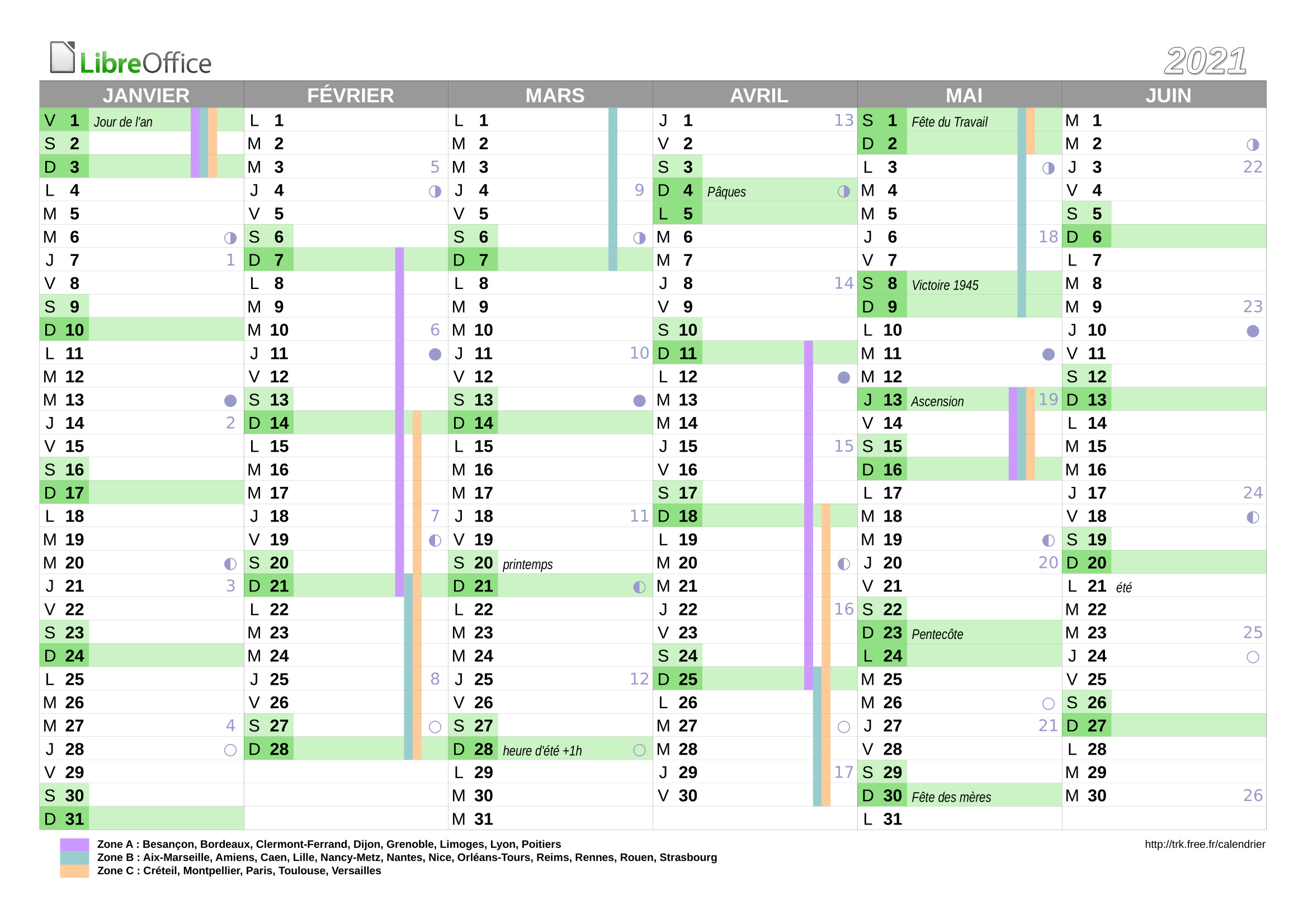 Fichier Calendrier 2022 Excel
