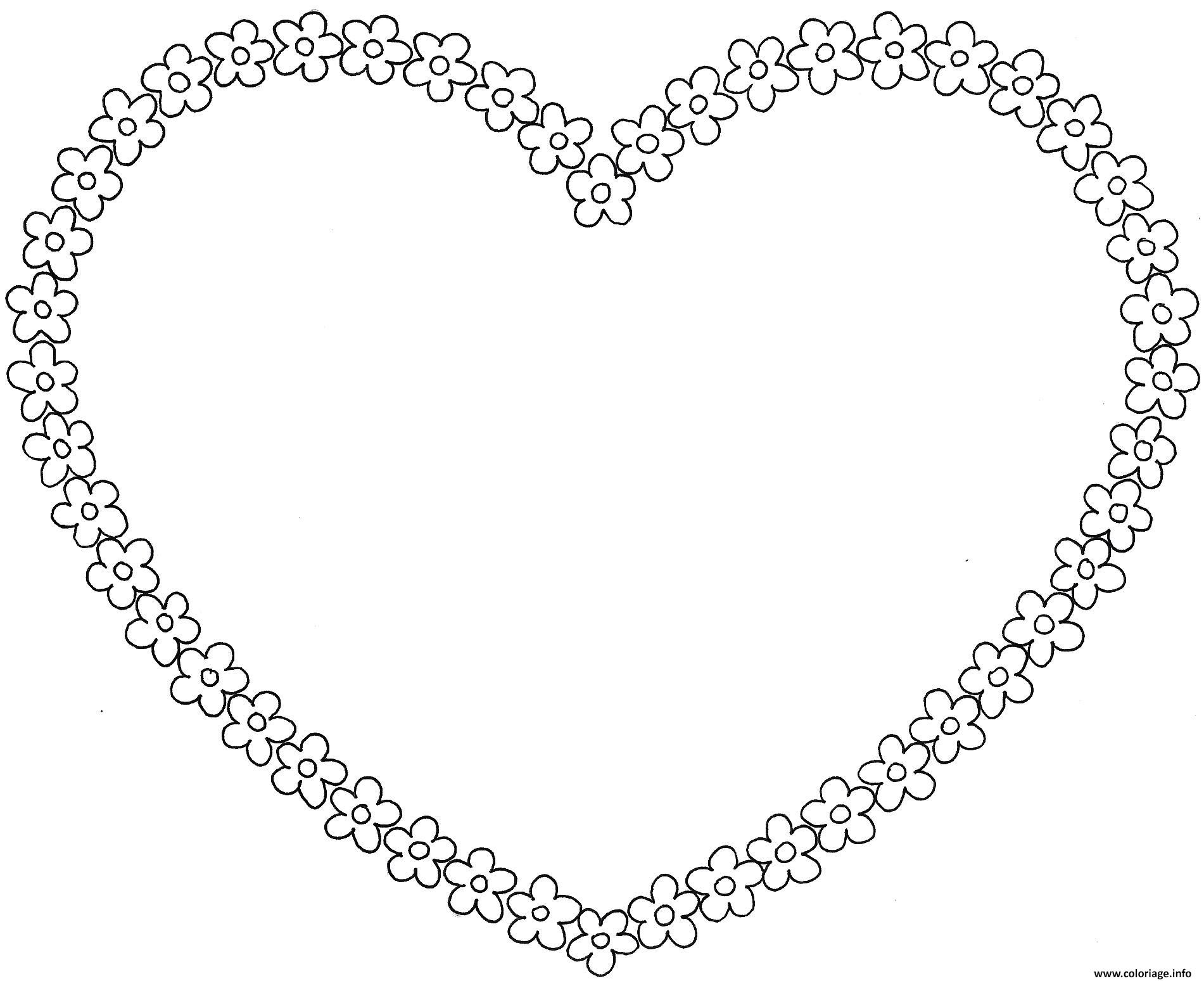 Coloriage coeur avec des fleurs