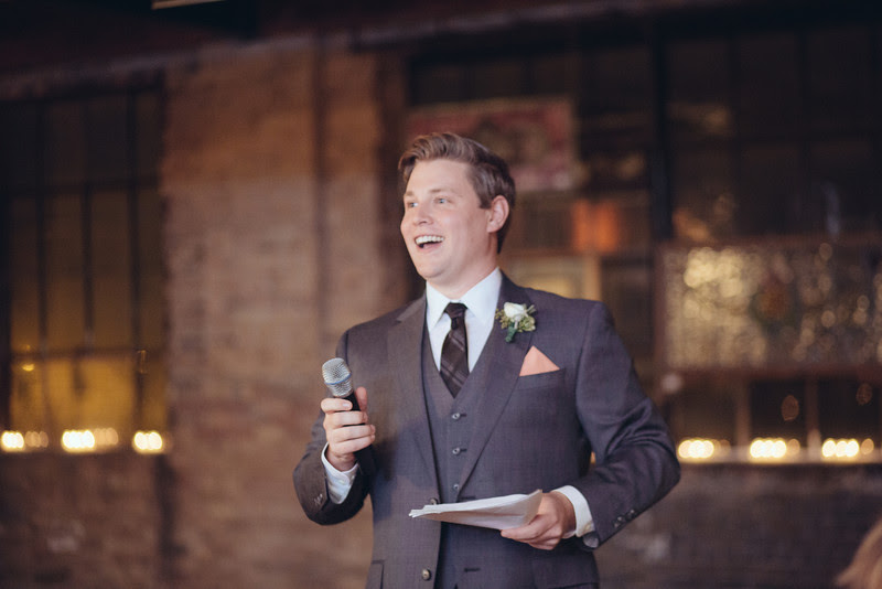 Wedding reception at Salvage One in Chicago.  Wedding photographer – Ryan Davis Photography – Rockford, Illinois.