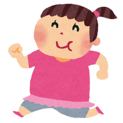 無料素材 ジョギングをするぽっちゃり太った女の子のイラスト ダイエットがテーマのデザインに