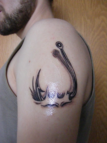 fishing hook tattoo. my tattoo - a fishing hook