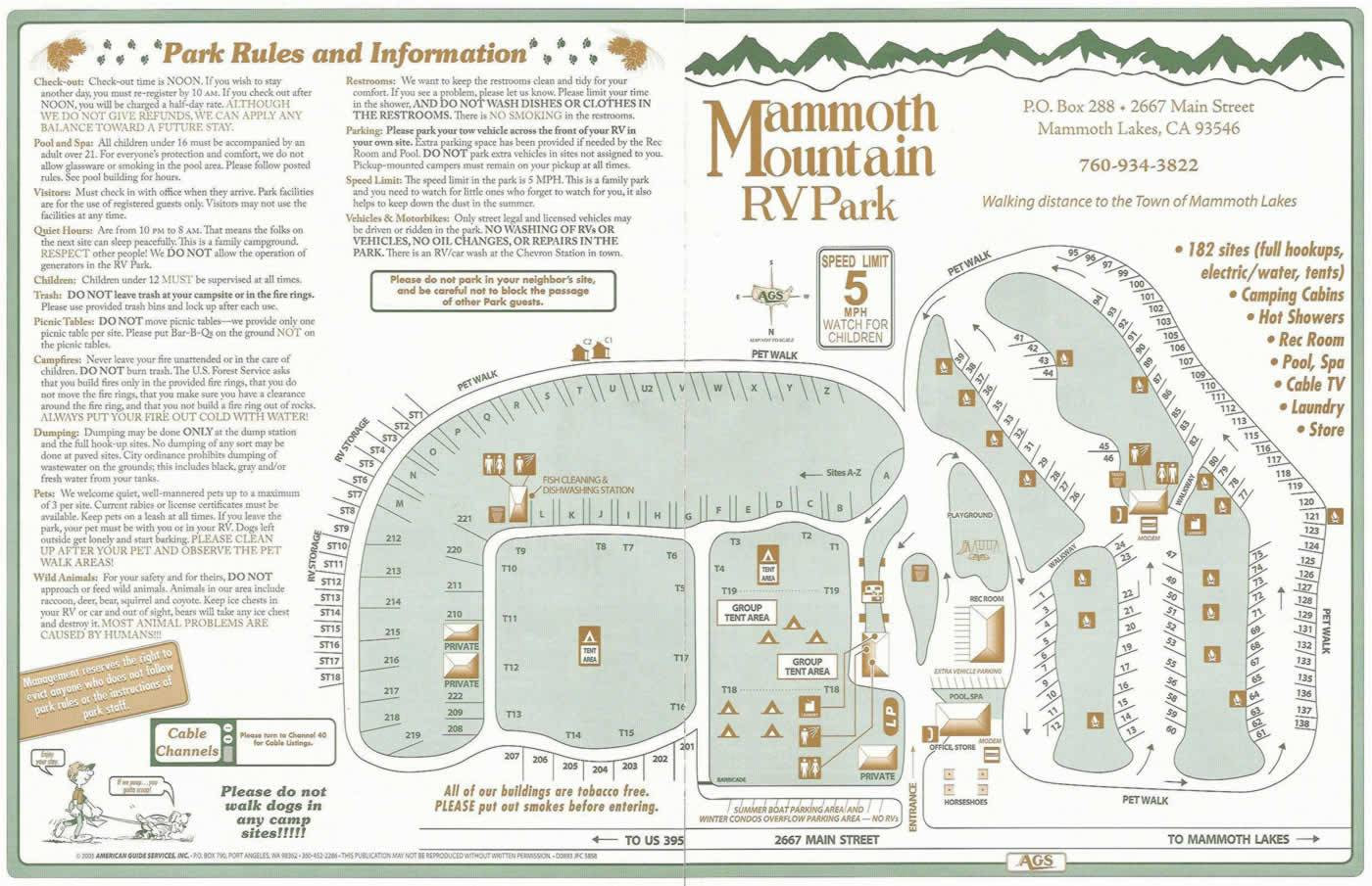 Mammoth Mountain Rv Park Map