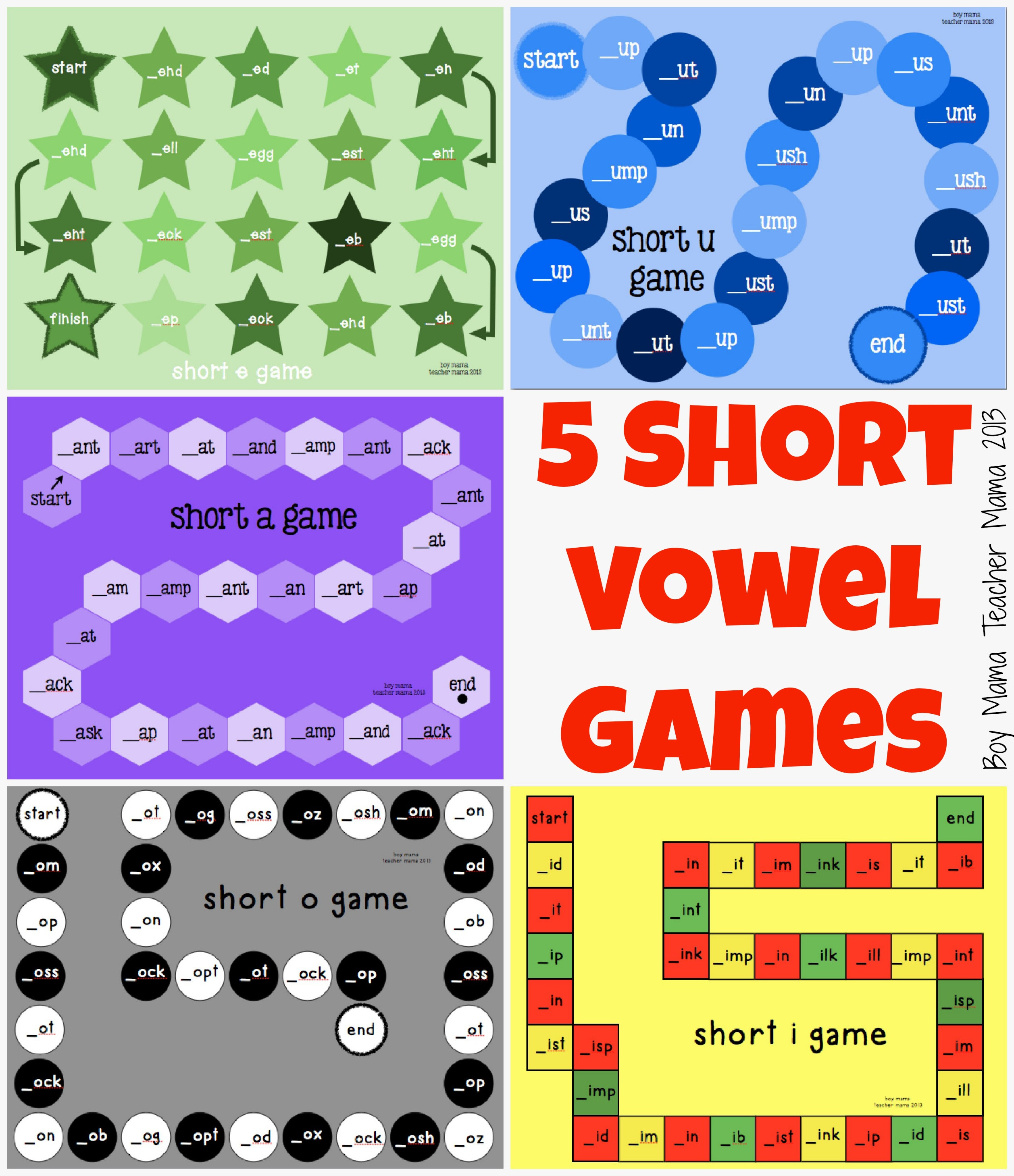 teacher mama five short vowel games boy mama teacher mama