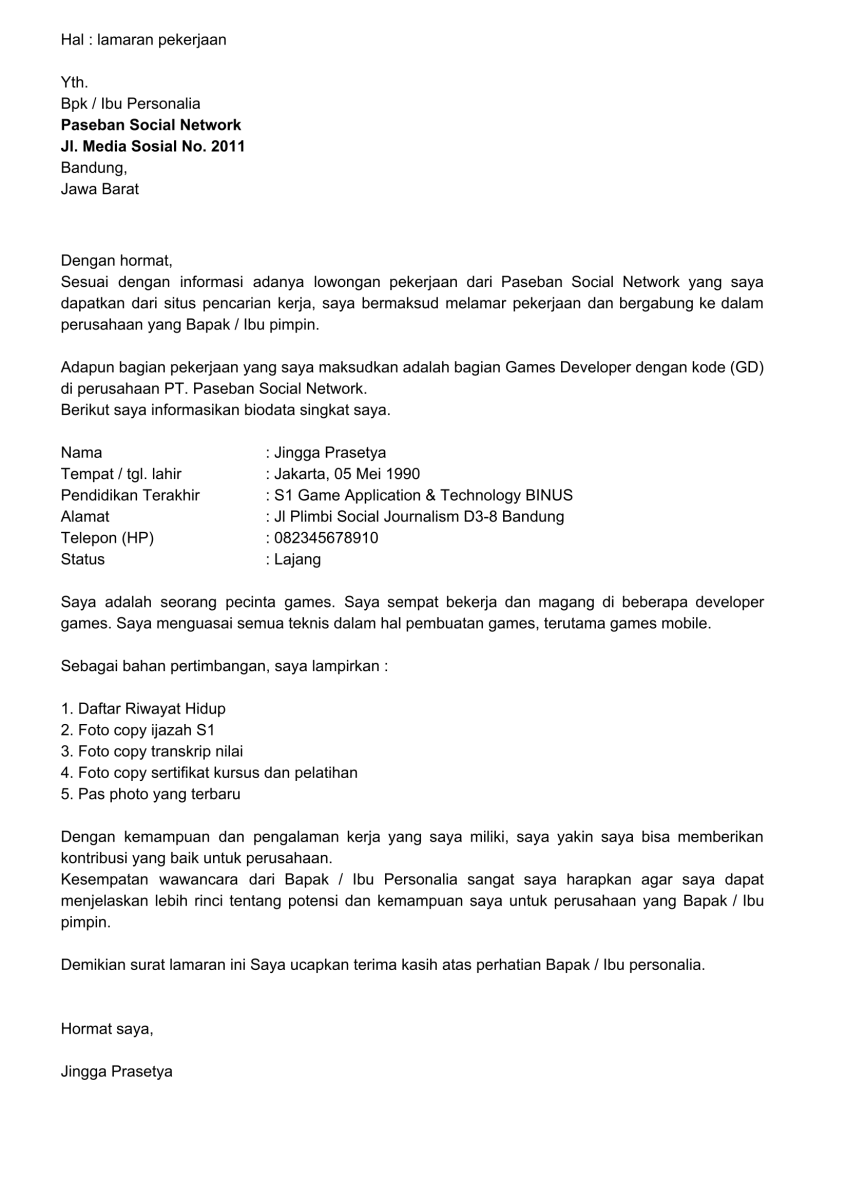 Cara Membuat Application Letter Yang Baik Dan Benar 