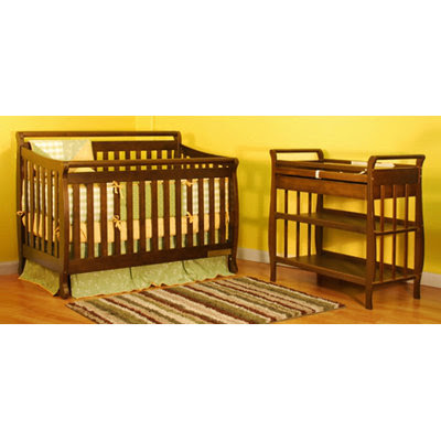 Athena Amy Convertible Crib with Toddler Rail in Pecan