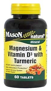 Amazon.com: Mason Natural Magnesium and Vitamin D3 with Turmeric Tablets, 60 Count: Health 