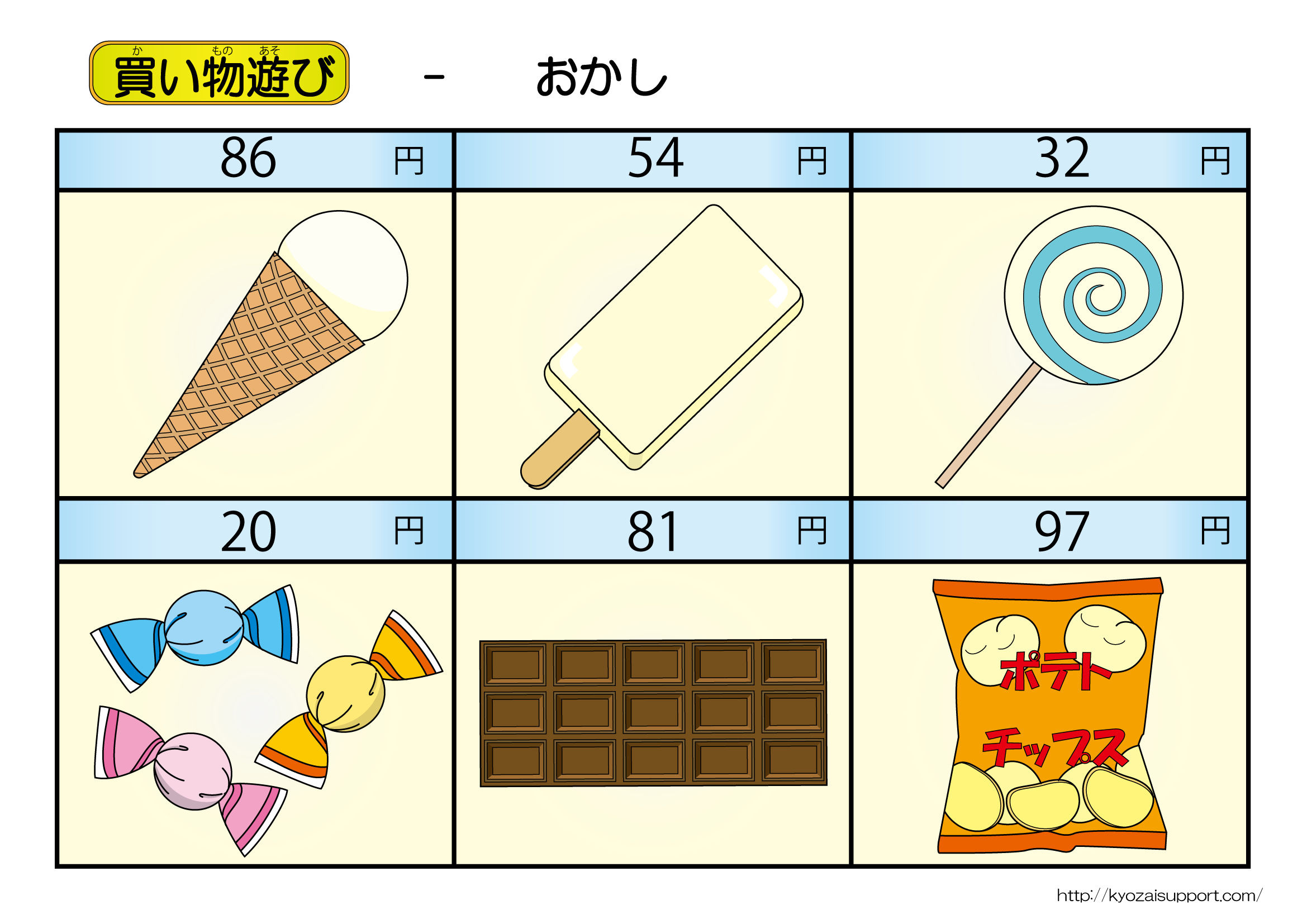 幼児教育 特別支援教育に買い物遊びプリント教材