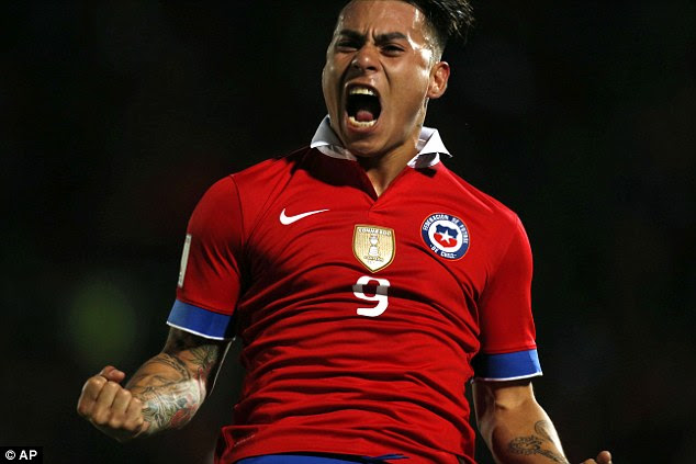 Eduardo Vargas celebrates after his goal gave Chile a famous win over Brazil in World Cup qualifying