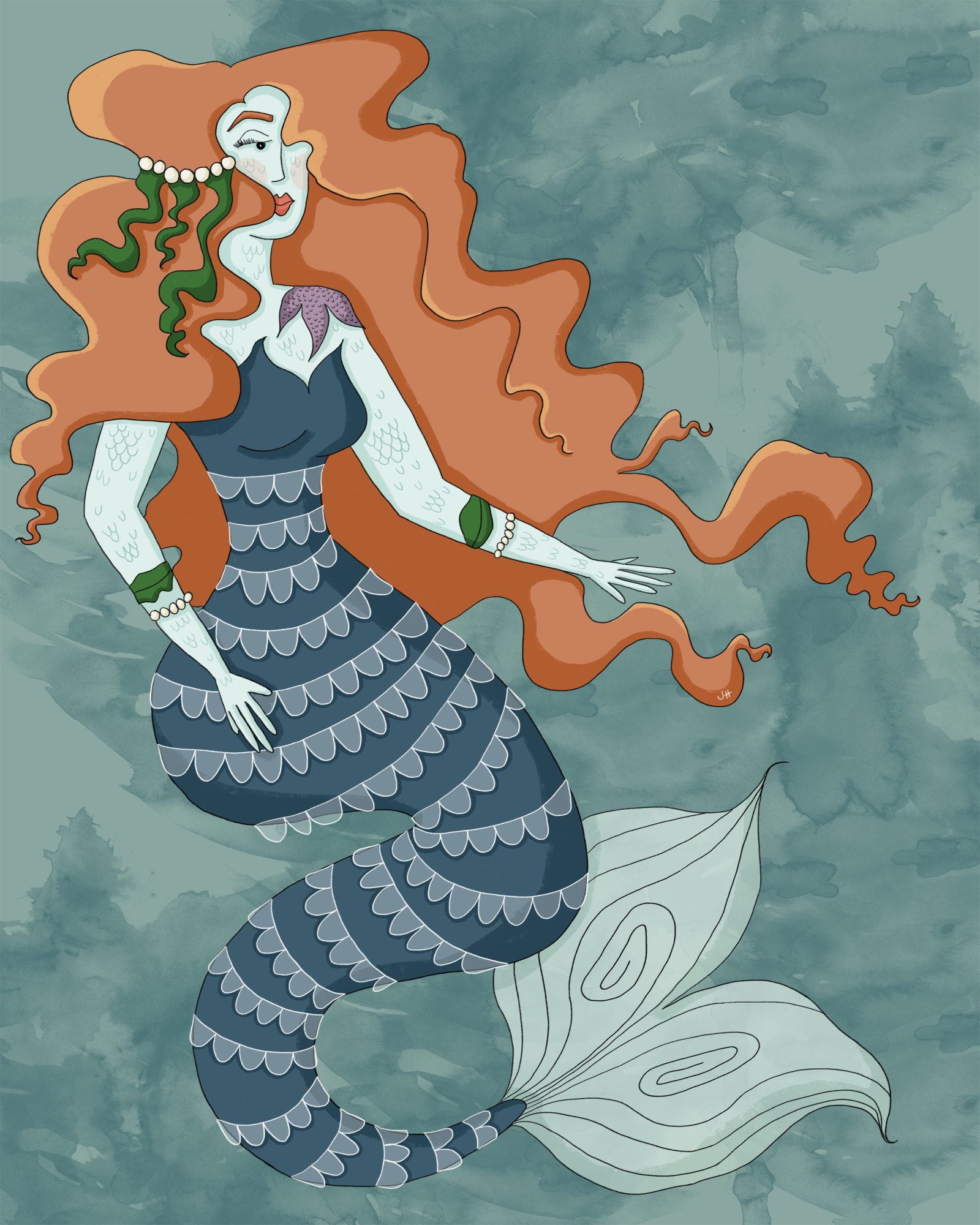 Mermaid 8x10 Illustration Art Print · Huber Ink · Online ...