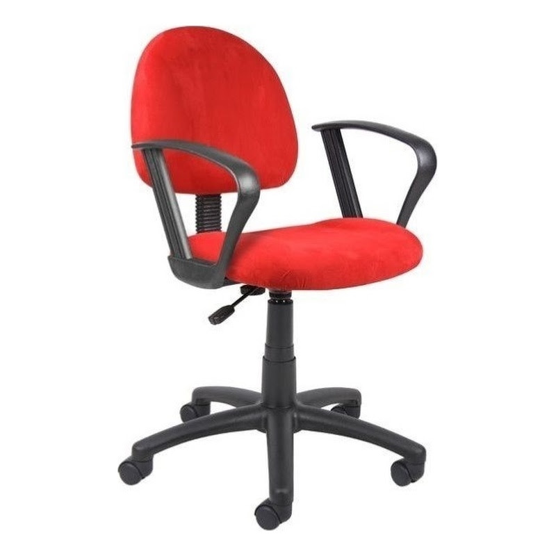 Boss Office Microfiber Deluxe Posture Office Chair with Loop Arms in Red