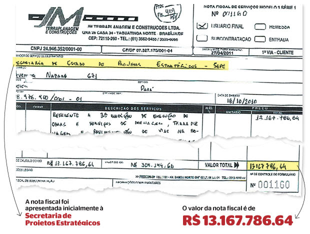Nota fiscal (Foto: reprodução)