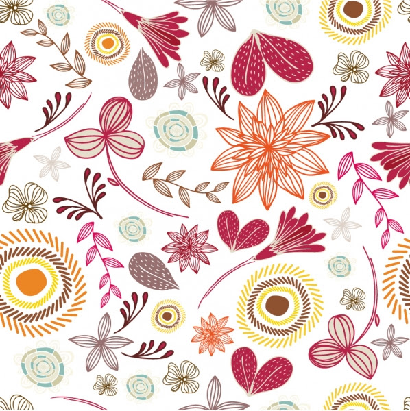 シームレスな植物柄パターン Seamless Floral Pattern
