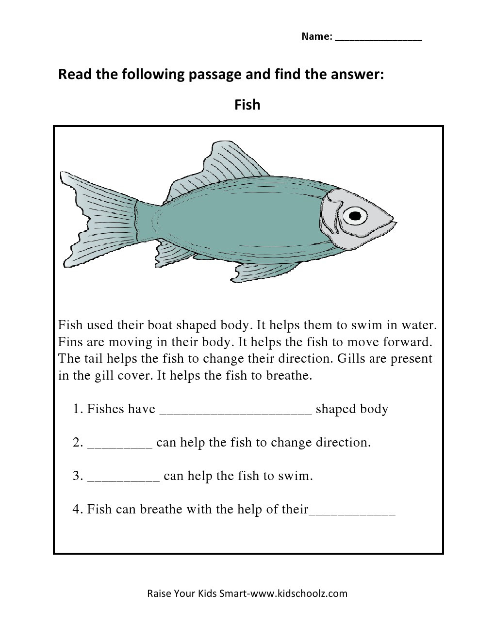 Grade 3 - Animals Read and Answers Worksheet 1 - Kidschoolz