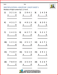 Multiplication Sheet 4th Grade
