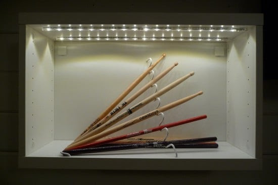 Drum sticks display with STAJLIG, BESTÅ and DIODER
